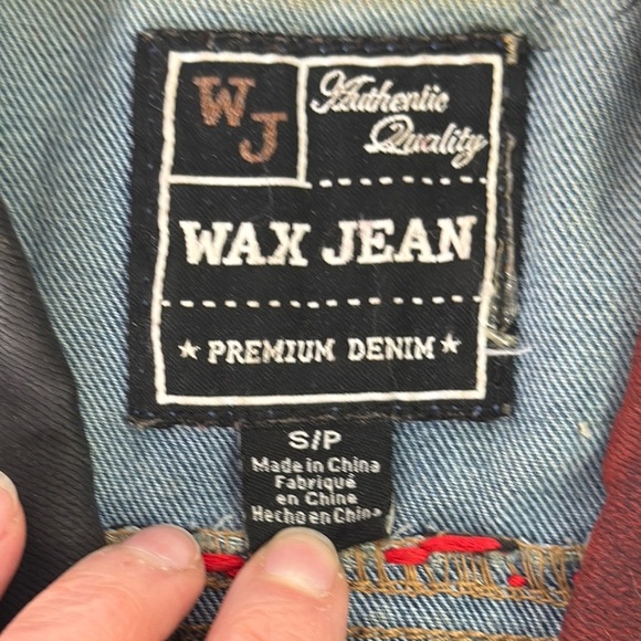 Upcycled Wax Jean Denim Vest with Patches size small - Picture 3 of 11